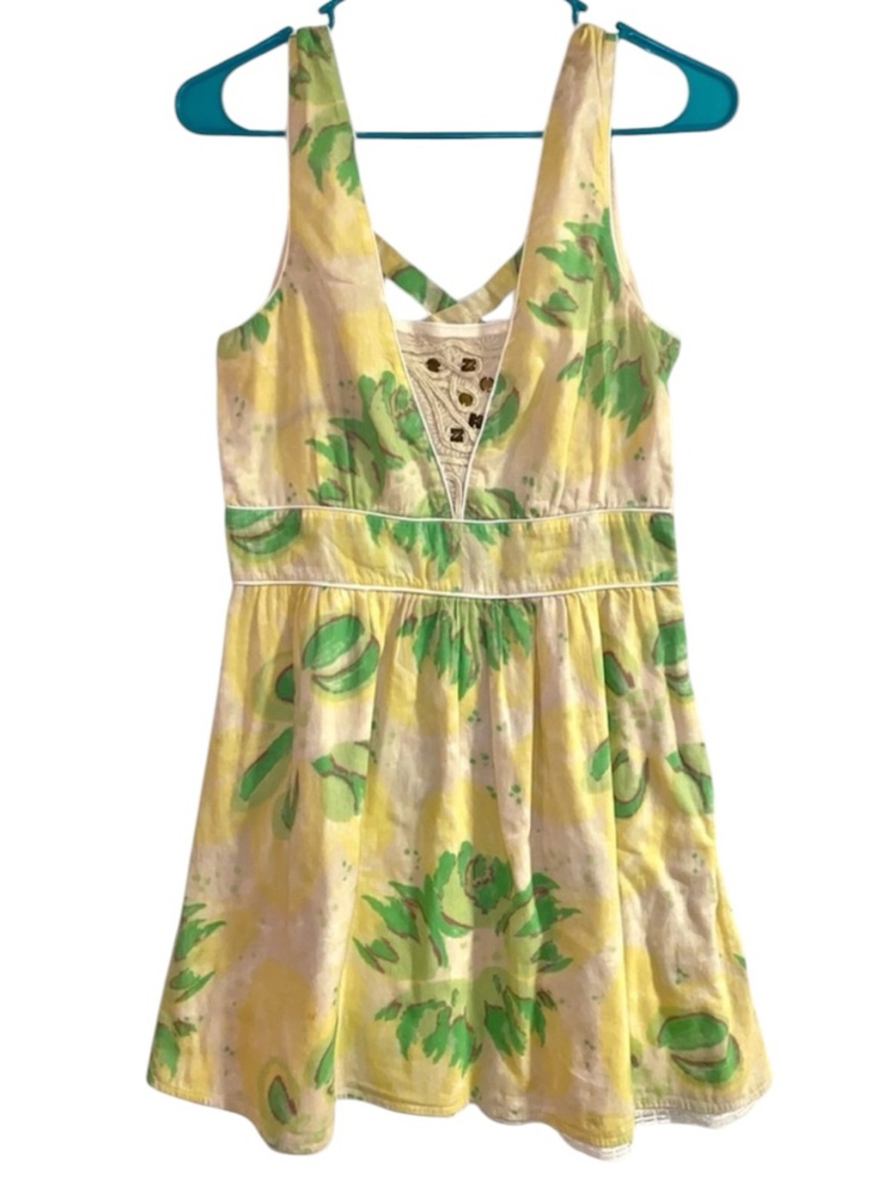 Free people floral yellow embellished dress Size 6